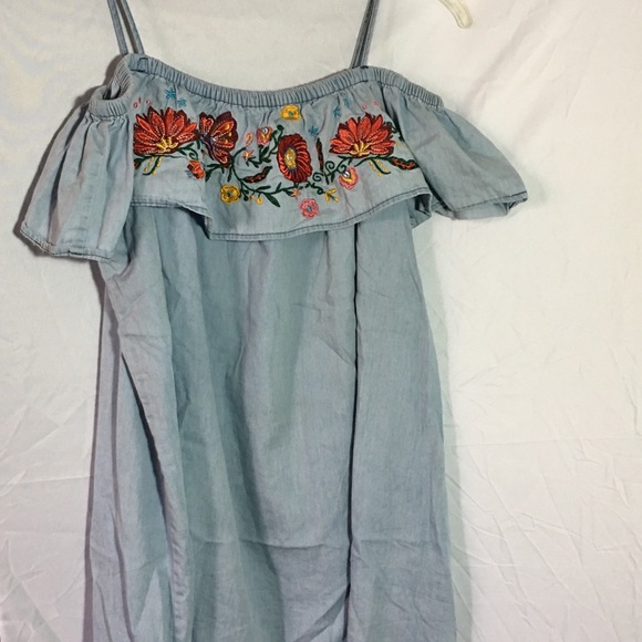 Dresses & Skirts - Off Shoulder Faux Jean Dress